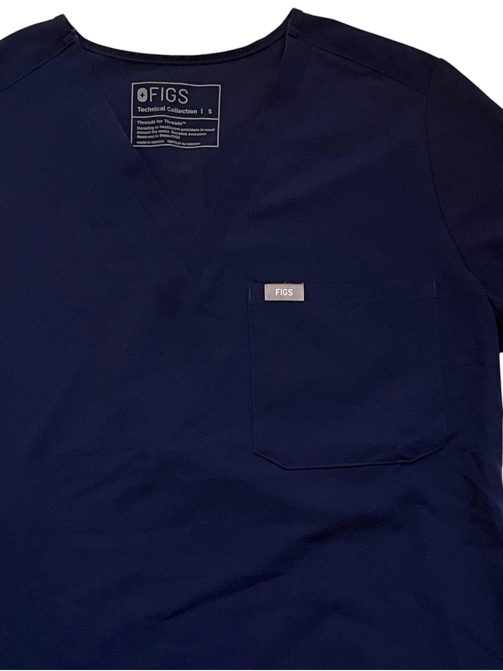 FIGS Catarina One Pocket Scrub Top Small Navy Healthcare Uniform - Picture 4 of 10